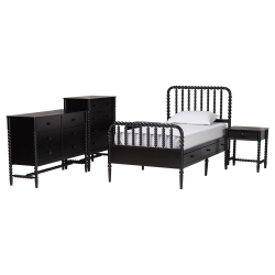 Baxton Studio Lucera 5-Piece Bedroom Set, Twin, Black